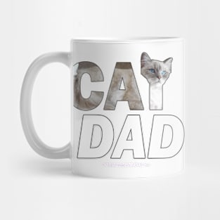 CAT DAD - white long hair cat oil painting word art Mug